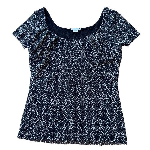 Vintage Black & White Floral Mesh Top by Marella (S/M) - Picture 9 of 10